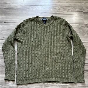 Karen Scott Green Crew Neck Cable Knit Sweater